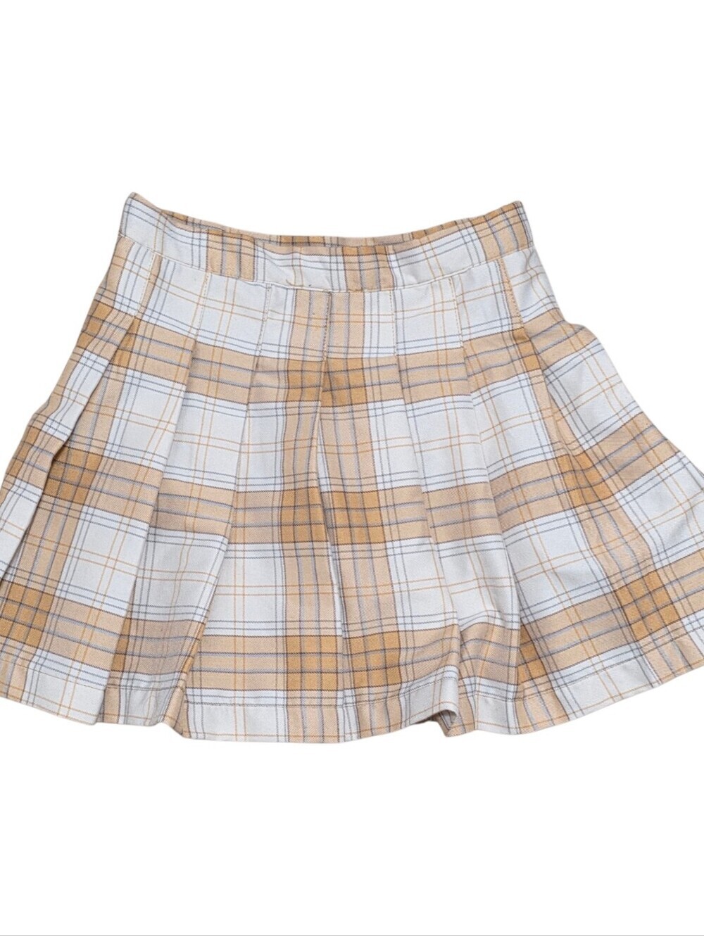 Jessica Simpson pleated yellow and white plaid skirt - Picture 3 of 3